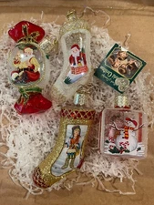 22) Merck Family Old World Christmas INSIDE ART Blown rare Glass vintage lot4 
