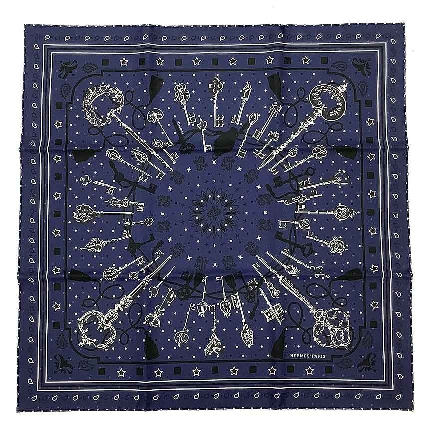 HERMES scarf bandana carr 55 Les Cles Bandana navy unused aq12126 From Japan