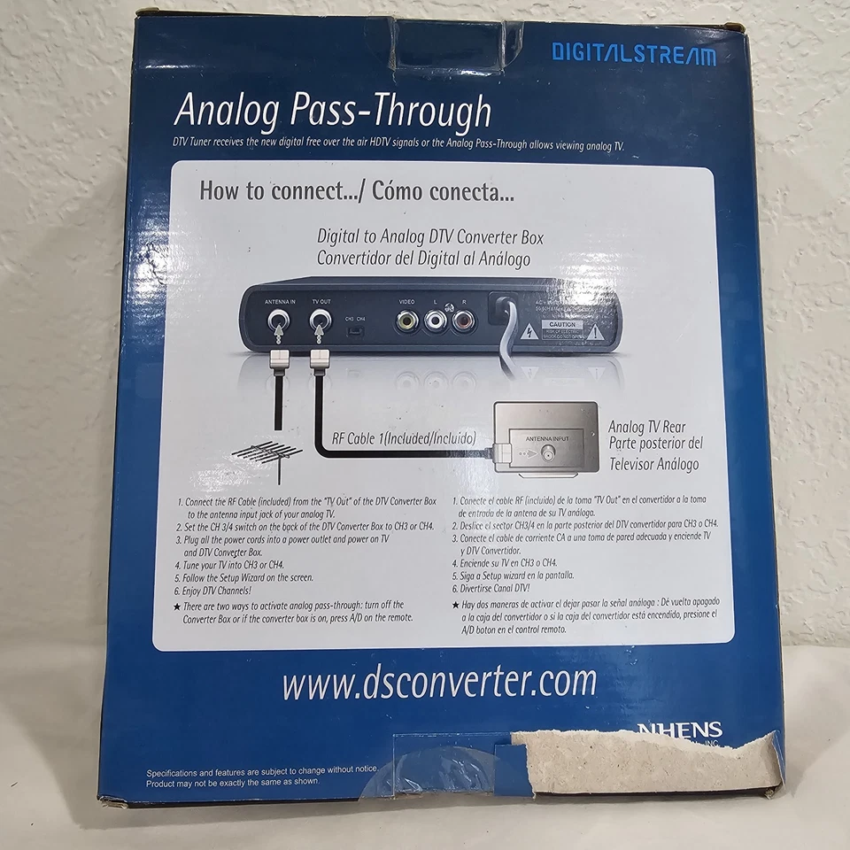 Digital Stream DTX9950 Analog Pass Through DTV Converter Box no remote - Image 2 of 2