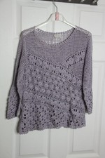 Wickel Lavendel Häkel Strick Pullover, Desig...