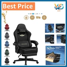 Black Ergonomic Gaming Chair with Pocket Spring Cushion & Customizable Features