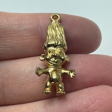 Vintage Troll Doll Charm Pendant 1980s Gold T...