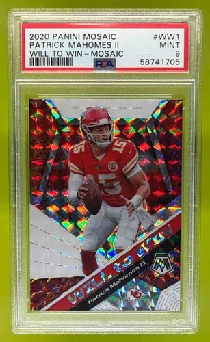 2020 Mosaic Will to Win Patrick Mahomes II Prizm Kansas City Chiefs PSA 9