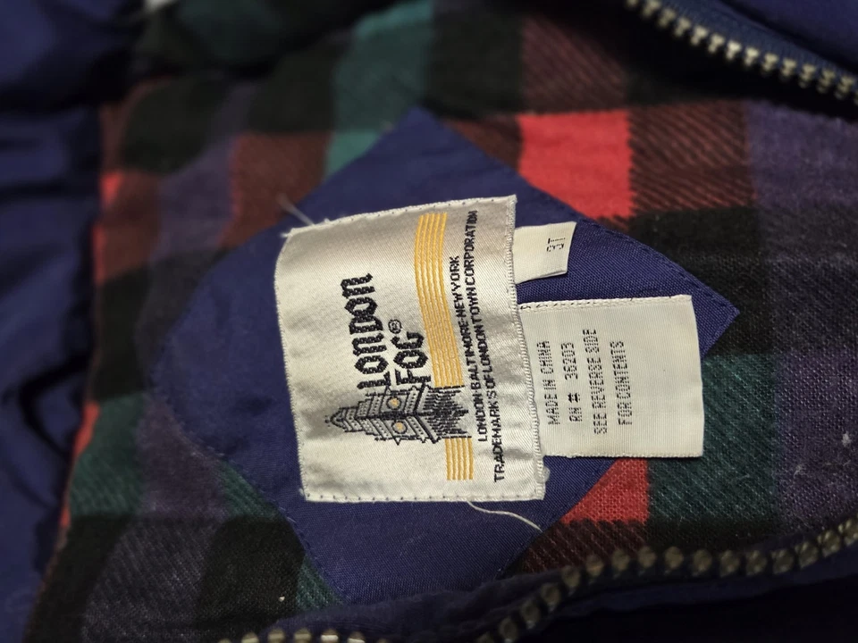 复古 London Fog 90 年代儿童外套夹克色块格子尺寸 5T 蓝色绿色户外 — 第 2/4 张图片