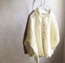 ICHI Antiquites Linen Gathered Blouse Off-white Free SIze Unused From Japan