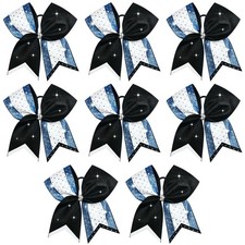 8PCS Glitter Cheer Bow Large Cheer Bows Rhinestones Hair Bows Girls 8Cheerlea...