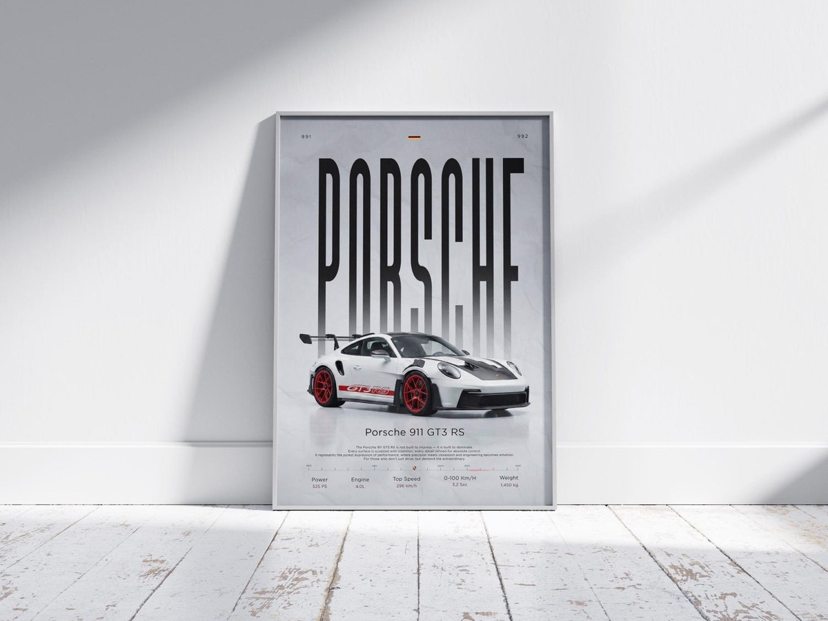 Porsche 911 GT3 RS Poster, Luxury Sports Car Wall Art | eBay