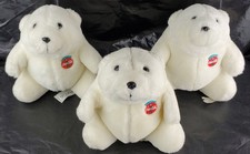 Coca-Cola 1993 Vintage Polar Bear Plush Stuffed Animal - Lot of 3 - GUC