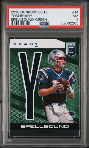 2020 Panini Donruss Elite Spellbound #14 Tom Brady Spellbound Green PSA 7