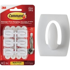 Command Mini Hooks Value Pack, White, 18 Hooks, 24 Strips 17006-18ES Command 0.64 per strip
