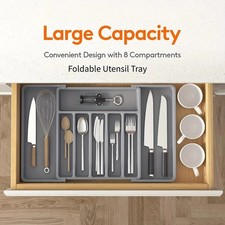 Expandable Silverware Organizer BPA Free Plastic Cutlery Tray Kitchen Drawer