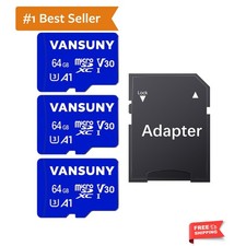 Micro SD Card 64GB 3 Pack microSDXC Memory Card with SD Adapter A1 App Perfor...