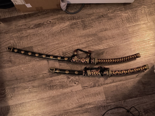 Functional Japanese Samurai Katana Sword Carbon Steel, 2 Blades