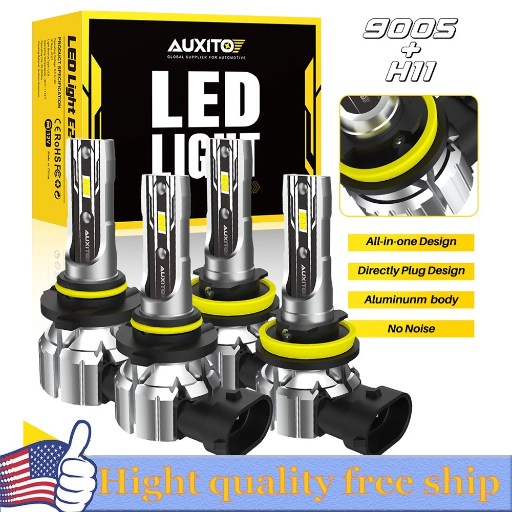 9005 H11 LED Headlight Super Bright Bulb Kit White 6500K 36000LM High/Low Beam S