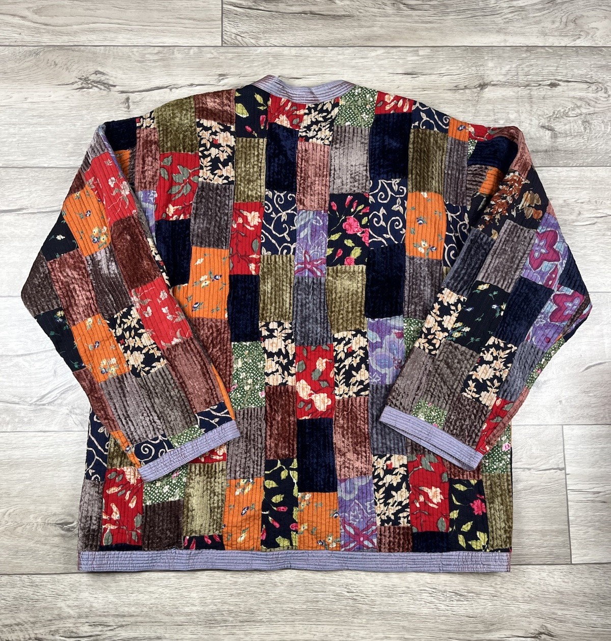 Vintage Quilted Jacket Patchwork Velvet Iridescen… - image 8