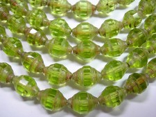 18 11x8mm Czech Glass Faceted Peridot green Picasso Turbine Faceted Bicone Beads