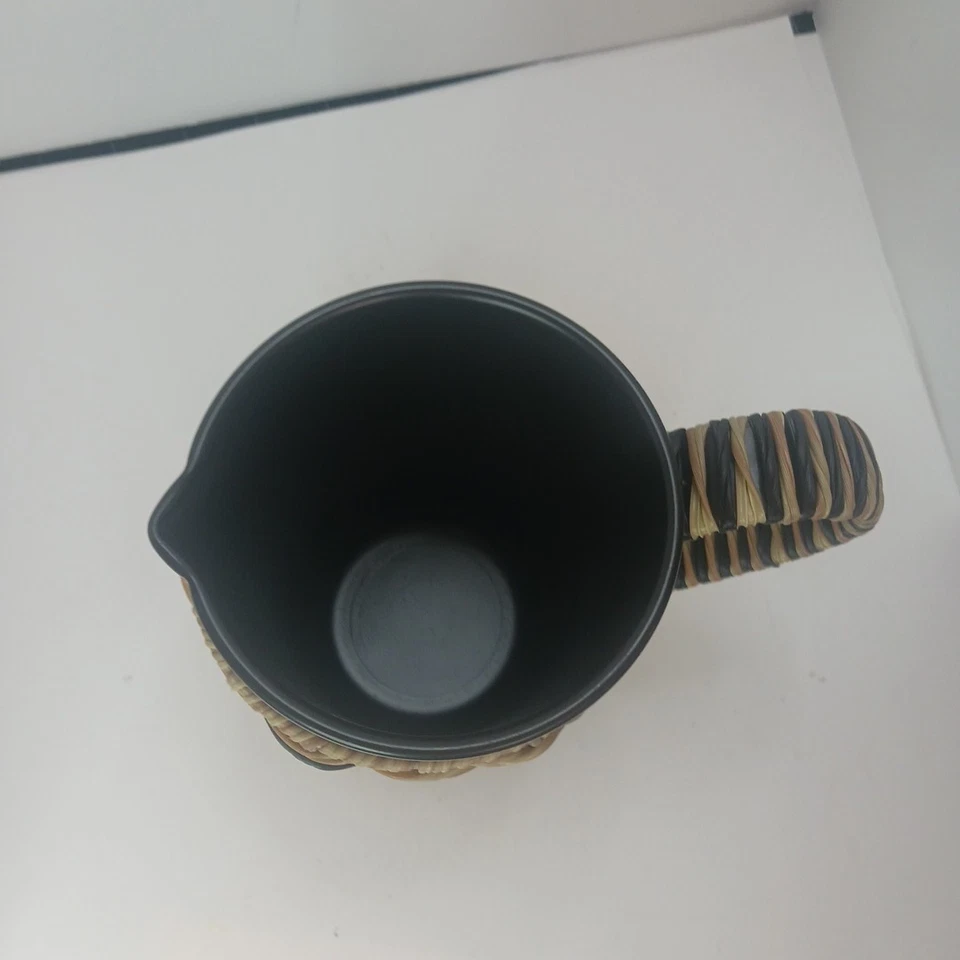 Better Homes & Gardens jarra negra de poli ratán 9,25” mango tejido nueva con etiquetas Foto 4 de 4