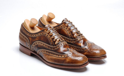 Church`s Brown Leather Shoes Distressed Polished - `Burwood 3` EU 38 UK 5 US 8