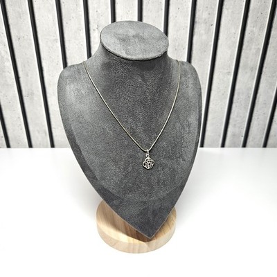 VINTAGE keltischer Rosenknoten Anhänger Halskette - Sterlingsilber / Blautopas - gebraucht