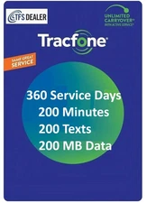 TracFone Service Extension 360 Days + 200mins/200texts/200MB Data