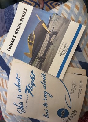 Vintage Culver Aircraft Corp LOT 1945 Newsletter & 1946 Model V Brochure VG Cond