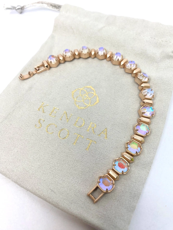 Kendra Scott TARA Link Bracelet In Iridescent Illusion Clear Glass Rose Gold - Image 3 of 4