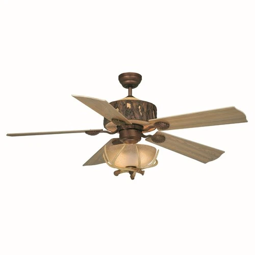 Log Cabin Ceiling Fan in Rustic Style 14.5 Inches Tall and 52 Inches Wide - Picture 4 of 9