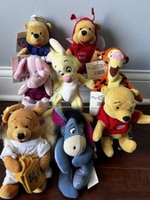 Disney Store Winnie Pooh  Friends 8" Mini Bean Bag Plush Lot Of 8 Vintage Tags