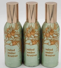 3x Bath & Body Works Salted Amber & Vetiver Concentrated Room Spray 1.5 oz each