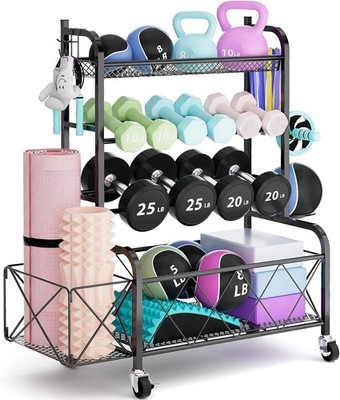 Schwerlast Home Gym Aufbewahrung Organizer mit Rollen und Haken Hantelablage