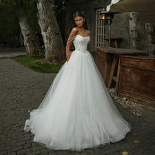Modern Pleat Lace A-Line Wedding Dress Appliques Boat-Neck Off The Shoulder Open