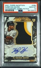 2021 Topps Inception KE'BRYAN HAYES RC JUMBO PATCH AUTO /75 PSA GEM MT 10 POP 3