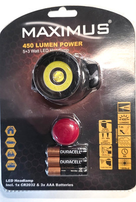 Maximus M-HDL-004-DU,LED Stirnlampe, Kopflicht, 450 Lumen, Duracell, NEU/OVP