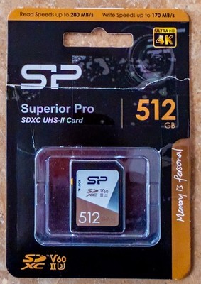 Silicon Power 512GB Superior Pro V60 High-Speed SD SDXC USH-II Memory Card