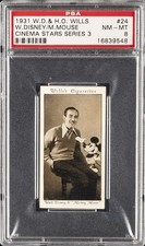 1931 W.D. & H.O. WILLS CINEMA STARS-3RD SERIES #24 W.DISNEY/M.MOUSE PSA 8