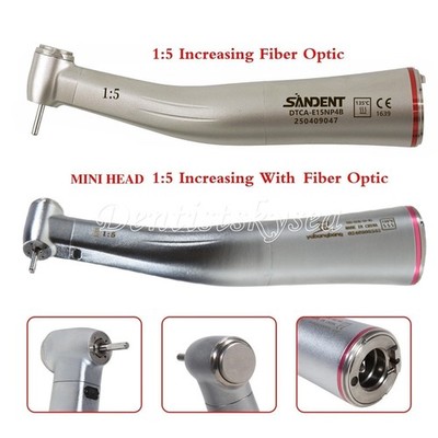 1:5 Increasing Dental Fiber Optic LED Contra Angle Handpiece Fit Electric Motor