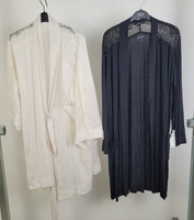 M&S 2pcs Womens Lace Trim Dressing Gowns Black White Size UK M NEW