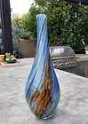 Vintage Murano Glass Tall Vase Swirl Pinstripe 21 inches Tall Multicolor