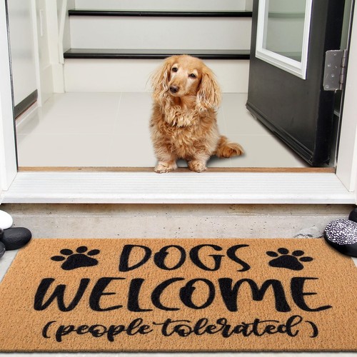 Dogs Welcome People Tolerated Door Mat, 30x17 Inch Funny Doormat Welcome Mat ...