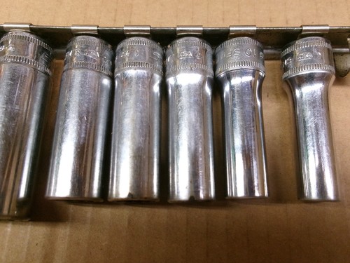 Snap On USA 3/8" Drive 11-Piece 12-Point Deep Socket Set with Rail 9-19 MM - Picture 5 of 12