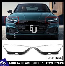 FOR AUDI A7 4K LEFT RIGHT SIDE PAIR FRONT HEADLIGHT HEADLAMP LENS COVER 2019+