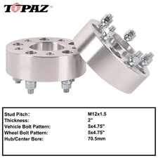 2pcs 2" 5x4.75" Hubcentric Wheel Spacers Adapter M12x1.5 for Chevy Camaro S10