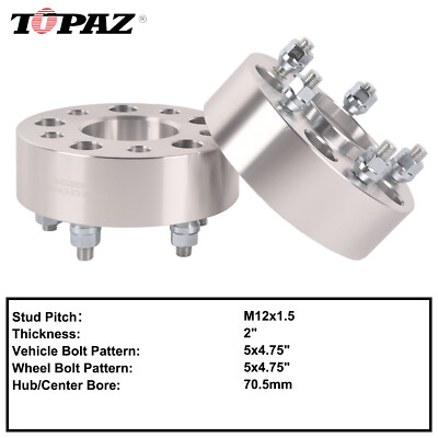 2pcs 2'' 5x4.75'' Hubcentric Wheel Spacers Adapter M12x1.5 for Chevy Camaro S10
