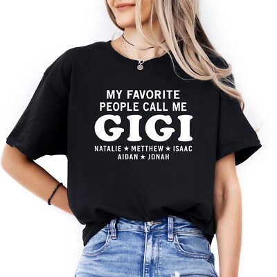 Custom Gigi T-shirt with Kids Names Personalized Mothers Day Gift for Gigi
