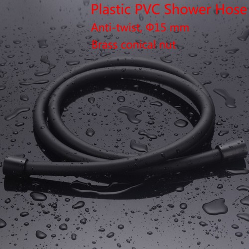 1.5m Matte Black PVC Flexible Anti-winding Shower Hose Bath Room Shower Set
