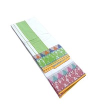 Men's Traditional Pure Cotton Dhoti With 4" with 2.30 Angavastram Size 9X5 US