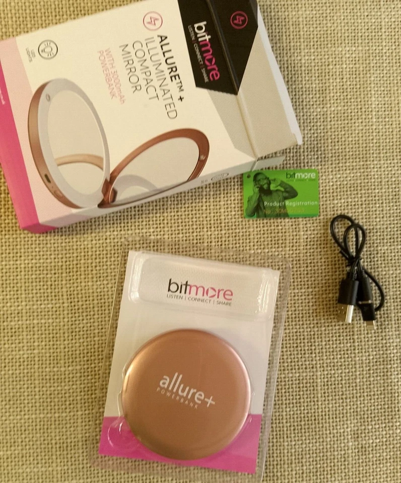 Specchio compatto illuminato Allure + power bank 3000mAh - perfetto per festival - Immagine 3 di 4