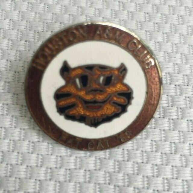 Vintage 1988 Houston  A M Club  Lapel Hat Pin Tiger Fat  Cat  