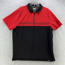 DKNY Mens Zip Polo Medium M Slim Fit Camisa Color Block Short Sleeve Preppy
