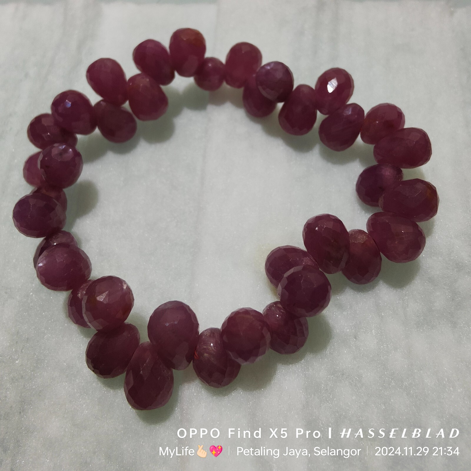 Stretchable Ruby Gemstone Bead Bracelet - image 8